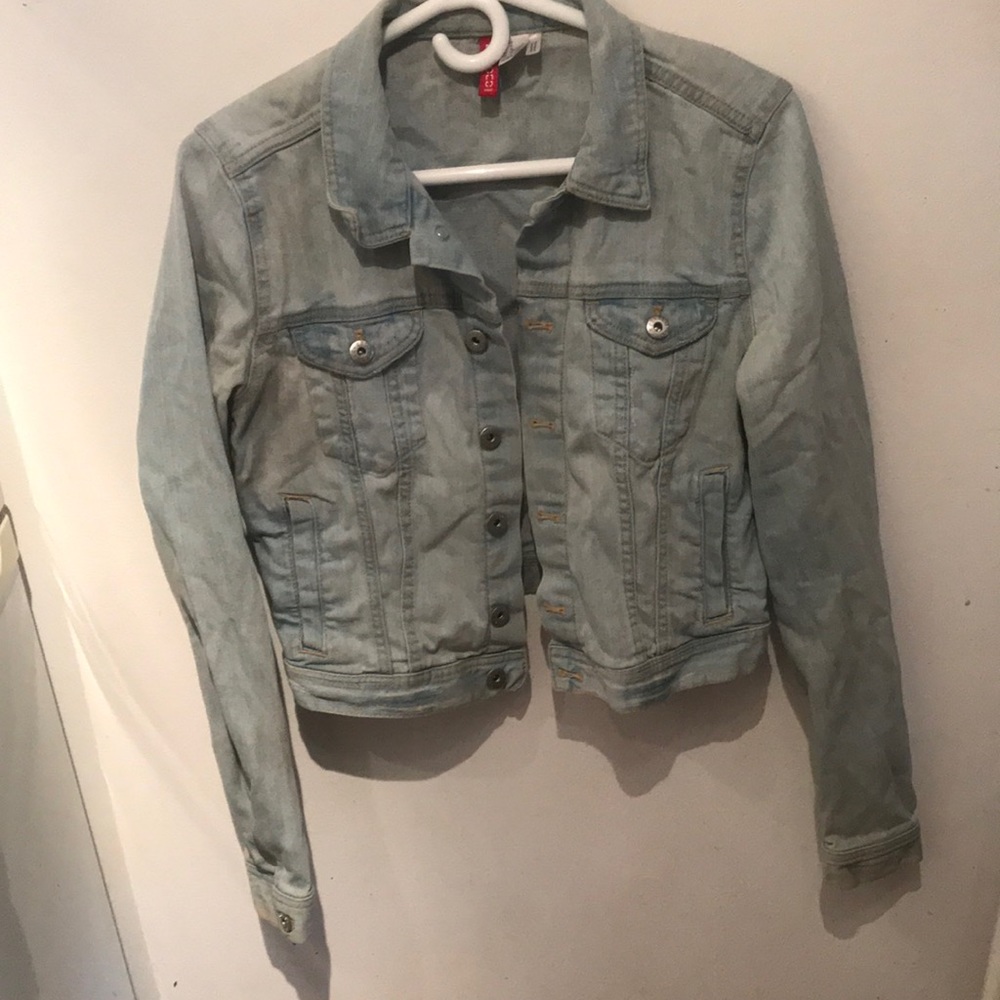 Fabulous H and M Divided Distressed Button Up Jean Jacket